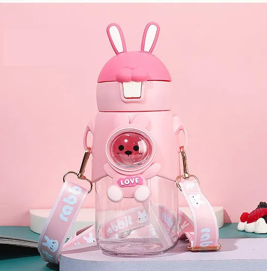 Cute Cartoon Bouncing Straw Water Bottle for Kids